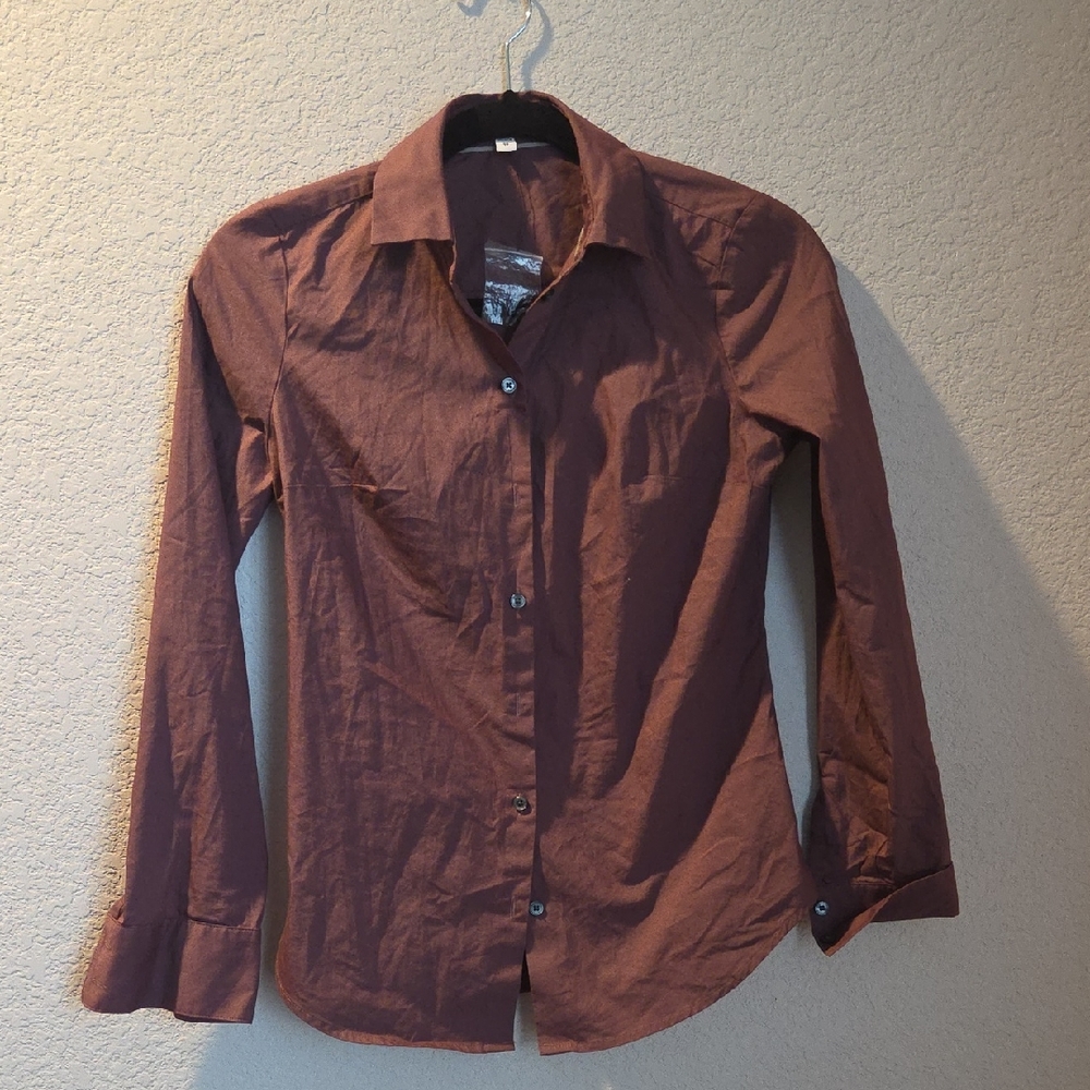 Express Maroon Fitted Shirt